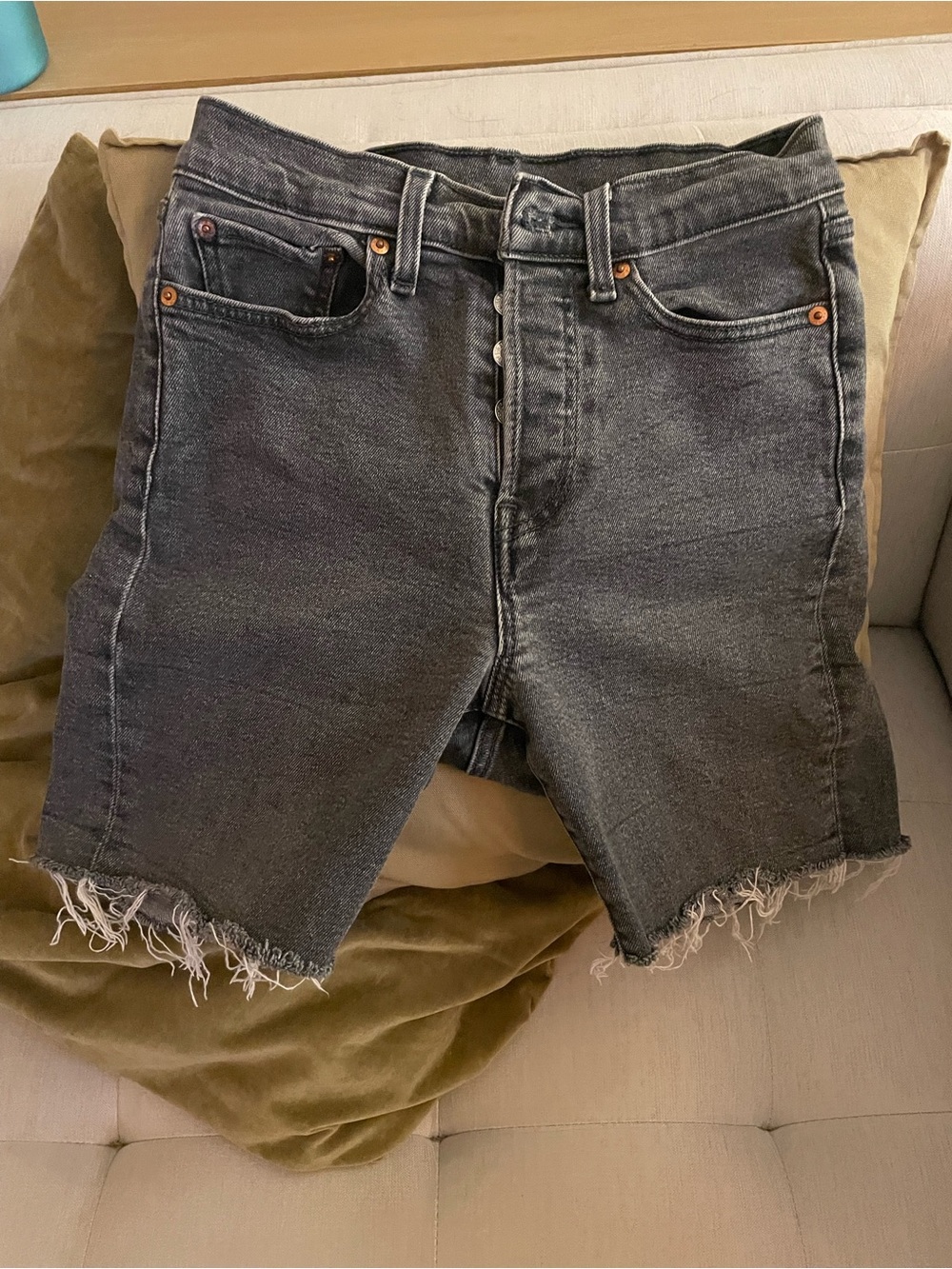 Levi’s Black High-Waist Cutoff Denim Shorts